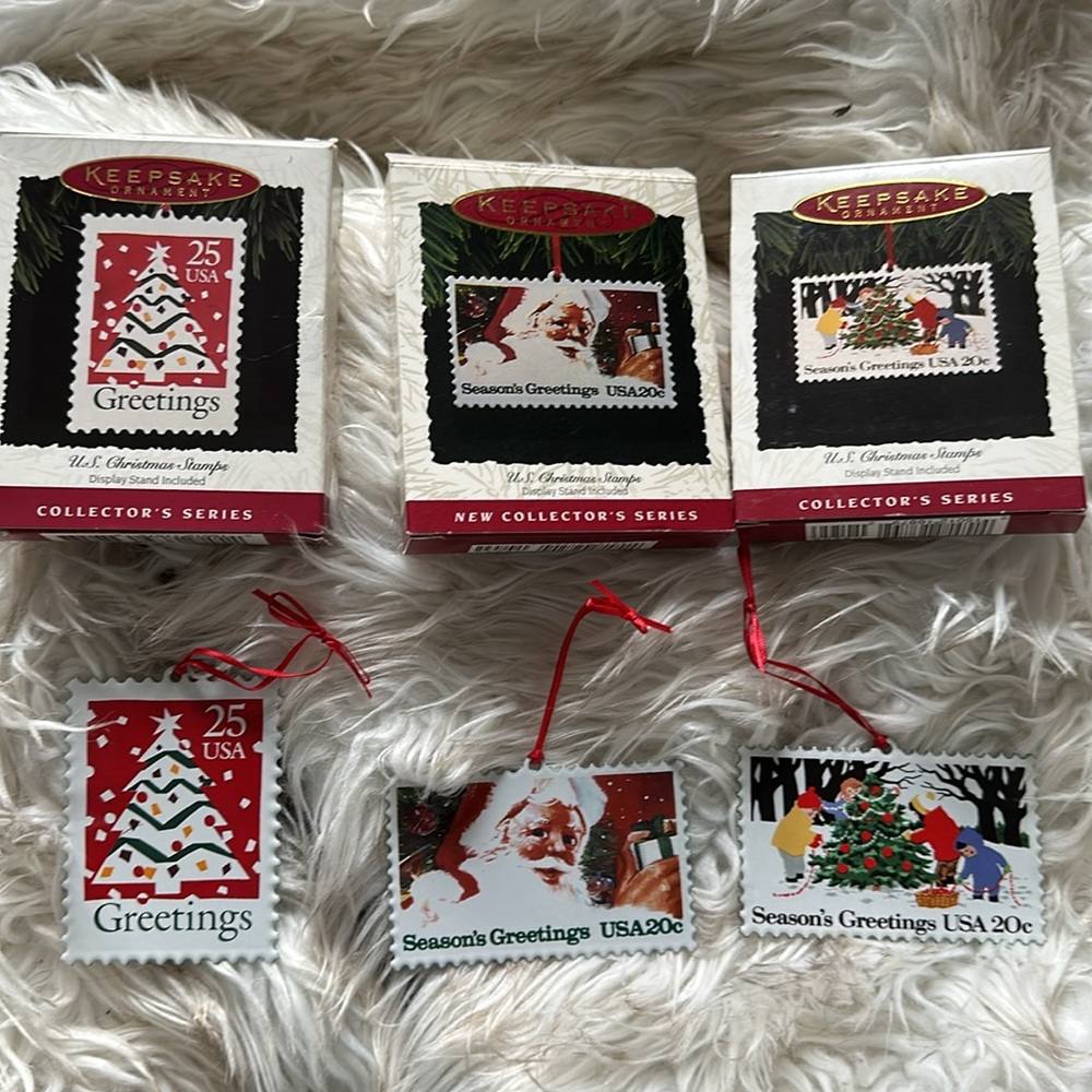 U.S Postal Service Collector’s Edition Holiday Stamp Ornaments Set of 3
